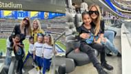 Khloe Kardashian and Matthew Stafford's wife at the Ravens-Rams game (via @khlokardishian official IG)